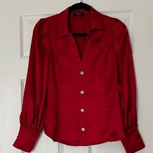 Fate/Vici Women's Elegant Red Button-Up Blouse